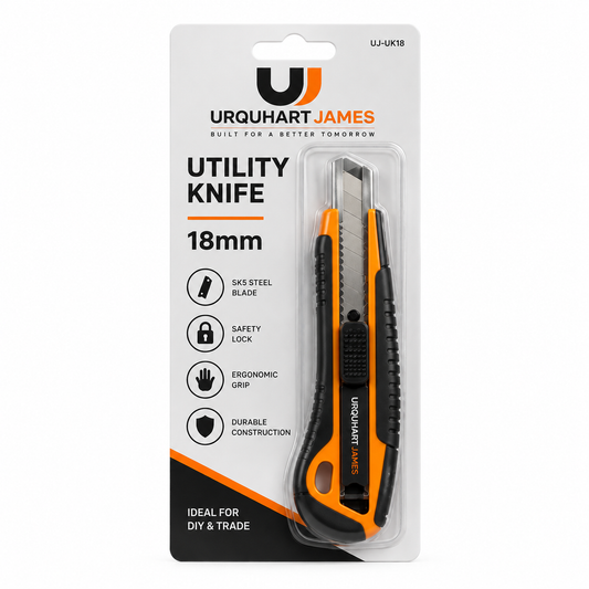 Urquhart James 18mm Utility Knife – SK5 Steel Blade with Safety Lock